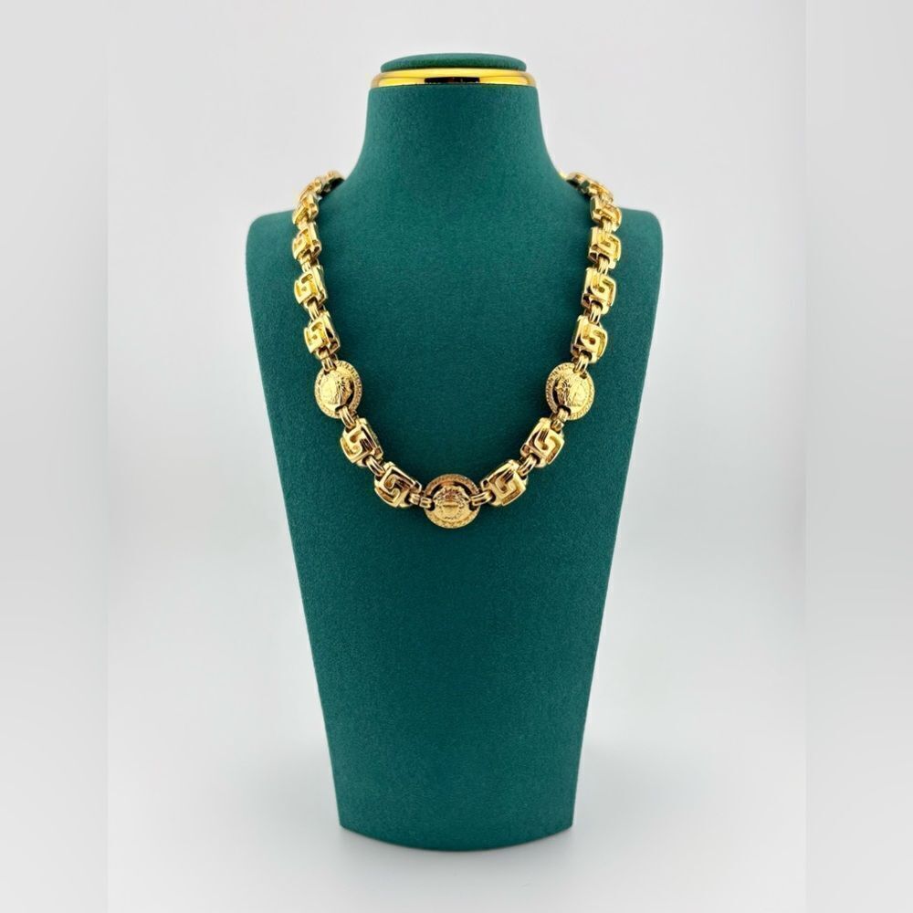 Rare & Vintage Versace Gold Finished Chain Necklace w/COA, Pristine